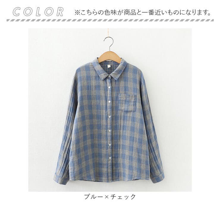 シャツブラウス レディース チェックガーゼコットン[品番