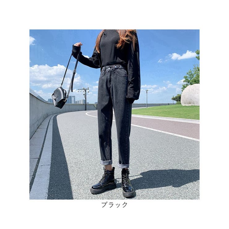 デニムパンツ テーパードパンツ ウエスト調整可能[品番