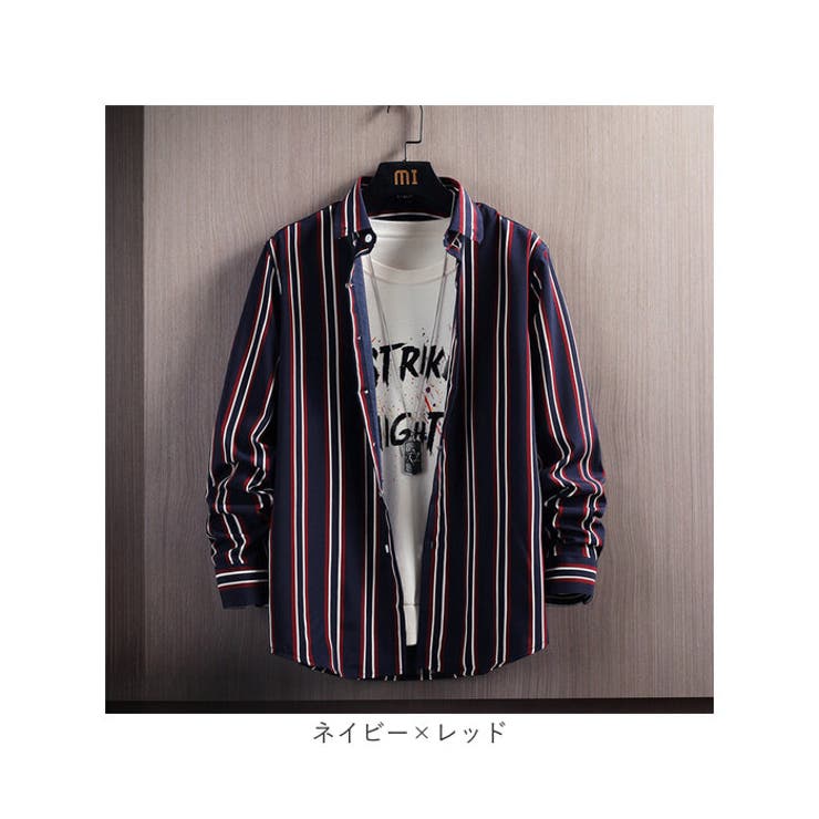 ストライプシャツ メンズ 長袖シャツ[品番：BCYW0031822