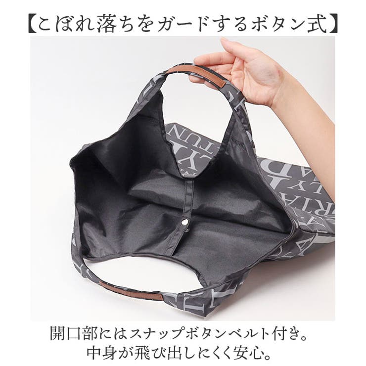英字総柄コンパクトショッピングバッグ[品番：BCYW0031107