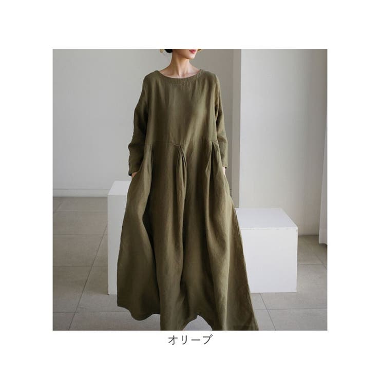 リネン風 ワンピース 七分袖 レディース 綿 | BACKYARD FAMILY | 詳細画像15 
