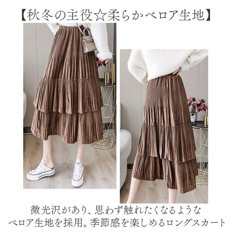 ベロアプリーツスカートウエストゴム入り mmlskir25b | BACKYARD FAMILY | 詳細画像3 