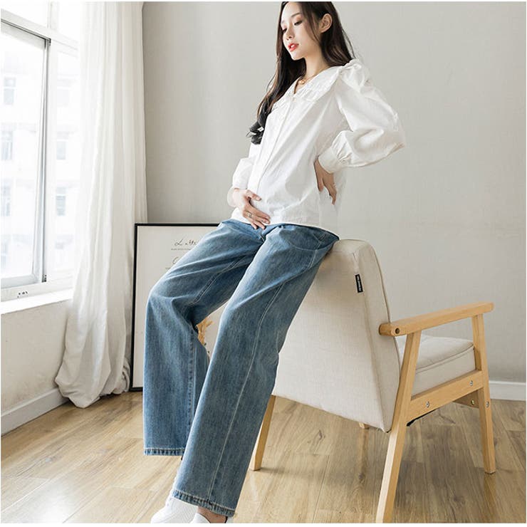 マタニティデニムパンツ ウエストゴム 調節可能[品番