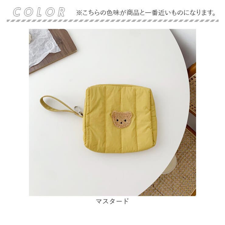 おむつポーチ 収納 ハンドバッグ 刺繍 くま[品番：BCYW0032154
