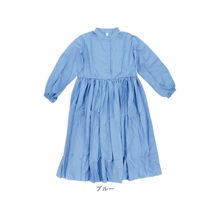 シャツワンピース 長袖 綿 レディース ロングワンピース[品番