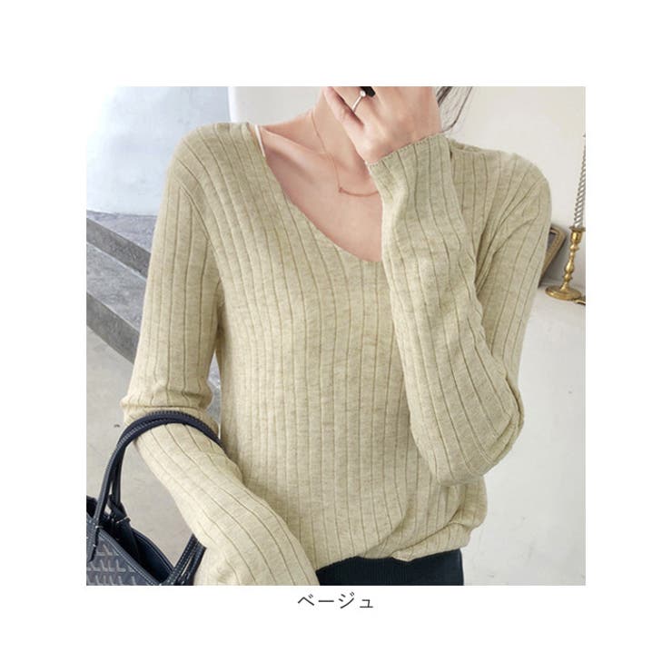 ベーシック リブVネックニットトップス | BACKYARD FAMILY | 詳細画像15 