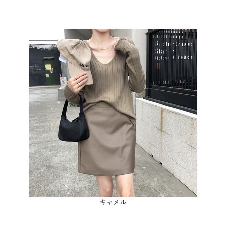 ベーシック リブVネックニットトップス | BACKYARD FAMILY | 詳細画像17 