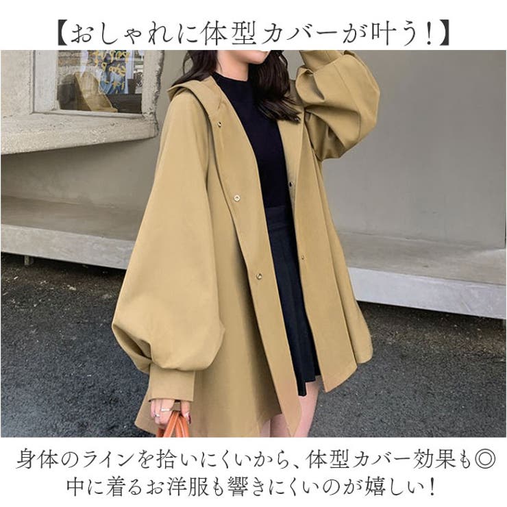 フード付きカジュアルコート アウター ショート丈[品番 フード付きカジュアルコート アウター ショート丈[品番
