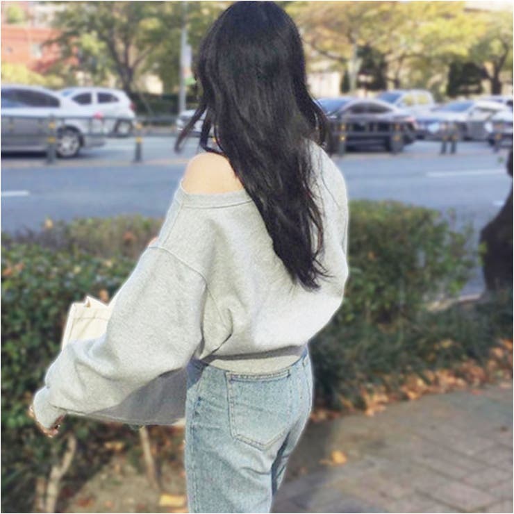 オフショルダースウェットトップス[品番:BCYW0033695 オフショルダースウェットトップス[品番:BCYW0033695