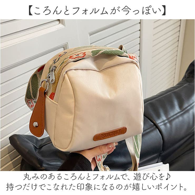 ボタニカル ラウンド マチ広 ナイロン ミニ ショルダーバッグ[品番