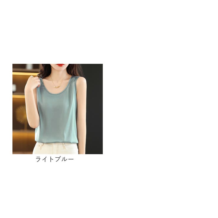 ノースリーブタンクトップ シャツブラウス シルク光沢 | BACKYARD FAMILY | 詳細画像12 