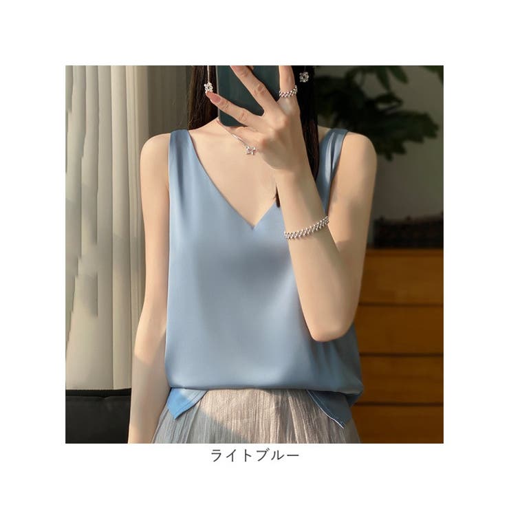 ノースリーブタンクトップ シャツブラウス シルク光沢 | BACKYARD FAMILY | 詳細画像15 