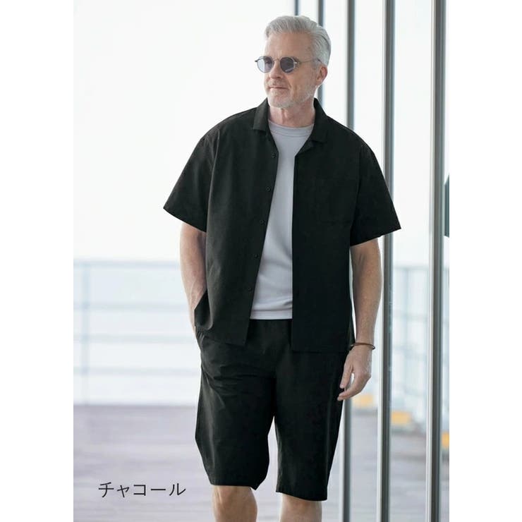 シアサッカー半袖シャツ＆ショーツセット[品番：BCYW0036158
