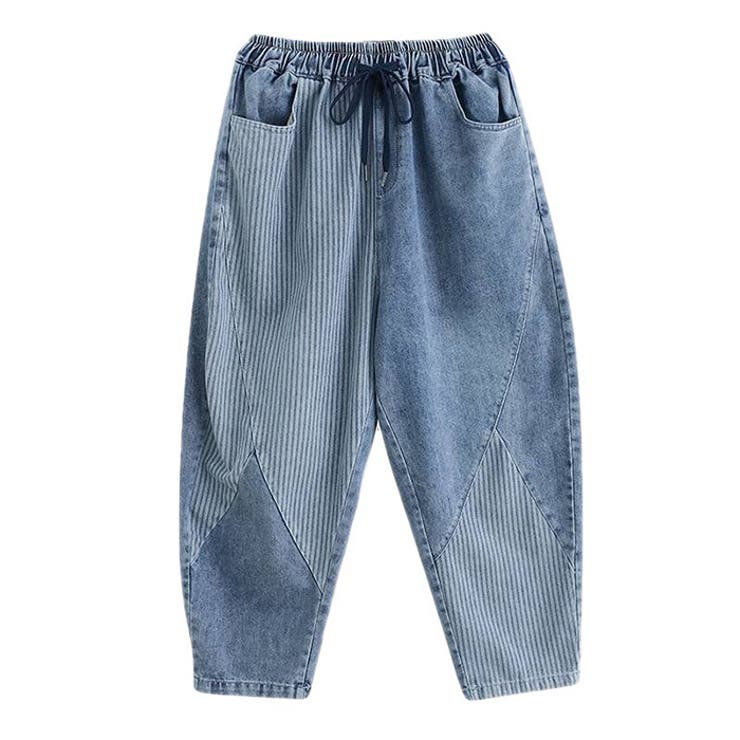 新品タグ付 FRABOIS ストライプデニムサルエルパンツ FRAPBOIS - フラボア×チャムス☆ヒッコリー ストライプ 切り替え