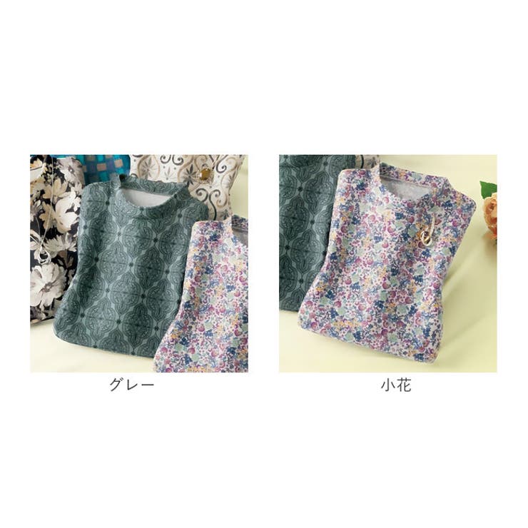 プリント切替プルオーバー 大花柄フロッキープリントスカート｜スリーフォータイム