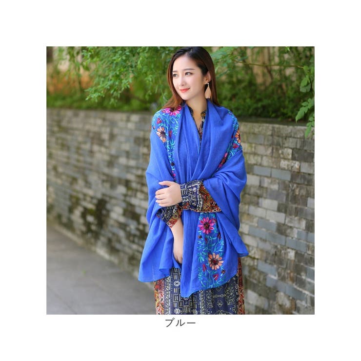 ★ハウスオブロータス★ 刺繍入り大判ストール 即決送料込 新品タグ付き定価￥20 900 ハウスオブロータス HOUSE