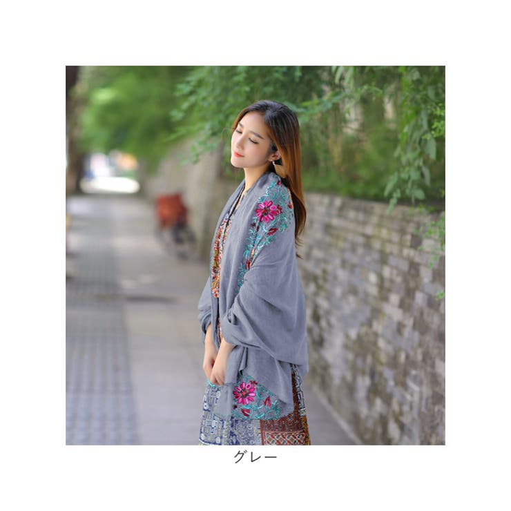 刺繍ストール 花柄 大判[品番：BCYW0038360]｜BACKYARD FAMILY