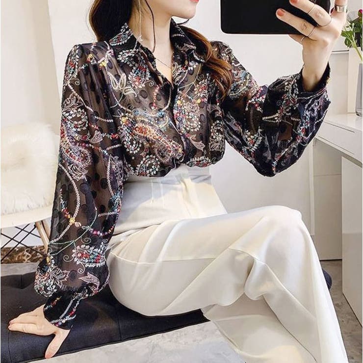 シャツブラウス トップス フラワーデザイン | BACKYARD FAMILY | 詳細画像3 