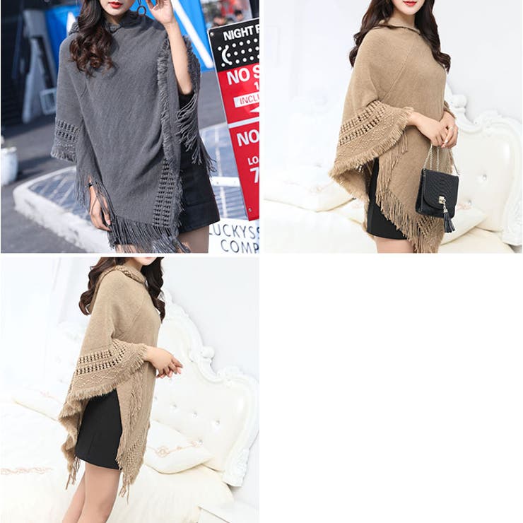 ポンチョカーディガン ニット フード付き | BACKYARD FAMILY | 詳細画像12 