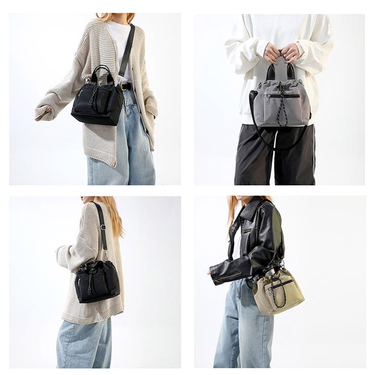 巾着バッグ ショルダー フロントファスナーポケット 2way | BACKYARD FAMILY | 詳細画像14 