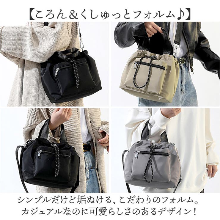 巾着バッグ ショルダー フロントファスナーポケット 2way | BACKYARD FAMILY | 詳細画像3 