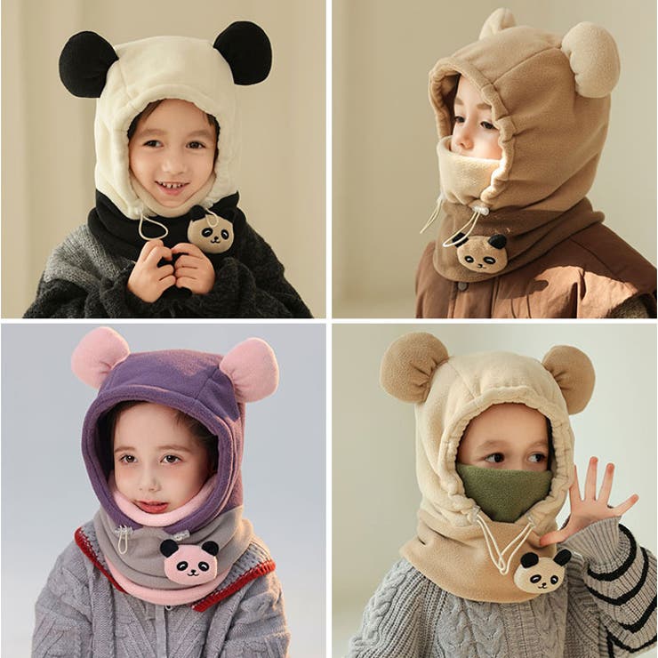 モコモコ 耳付きフードウォーマー キッズ ニット帽子 パンダ | BACKYARD FAMILY | 詳細画像5 