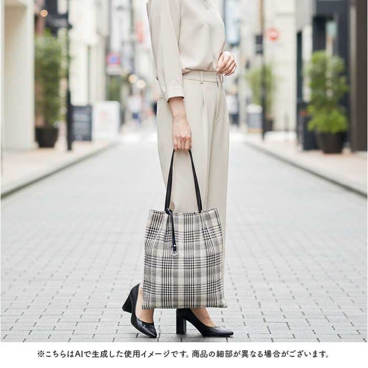 cooco チェック柄ツマミハンドルフラットトートバッグ | BACKYARD FAMILY | 詳細画像12 