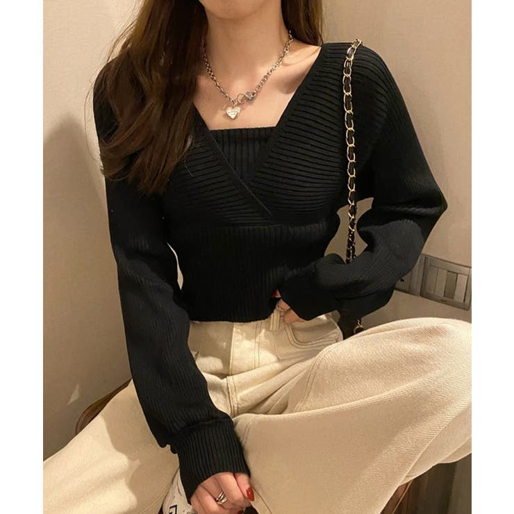 レイヤード風ショート丈長袖ニット | BACKYARD FAMILY | 詳細画像2 