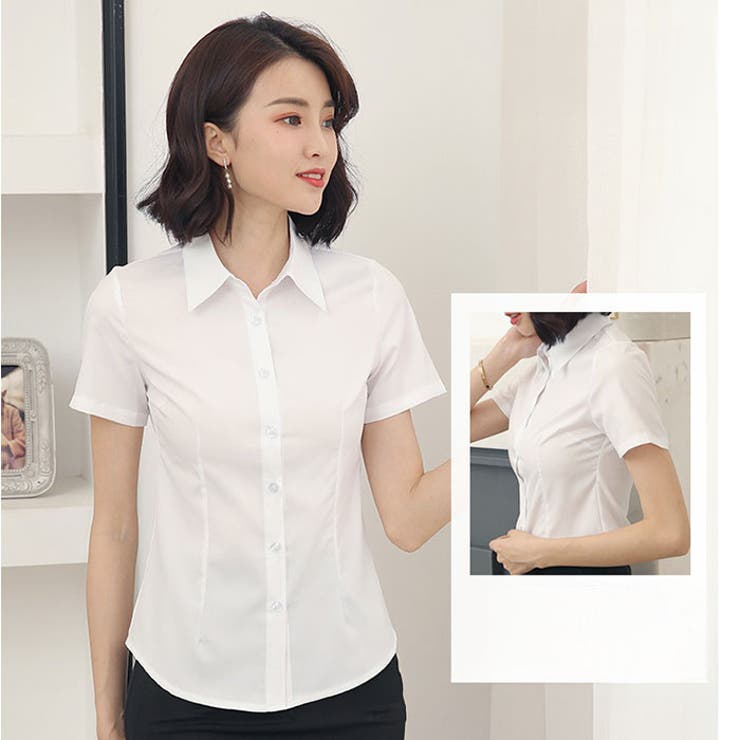 シャツブラウス 半袖 オフィス | BACKYARD FAMILY | 詳細画像13 