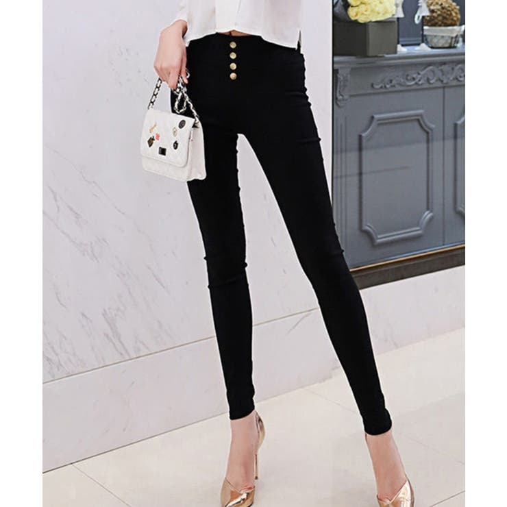 ストレッチスキニーボタン4極細レギンス細見えパンツ | BACKYARD FAMILY | 詳細画像2 