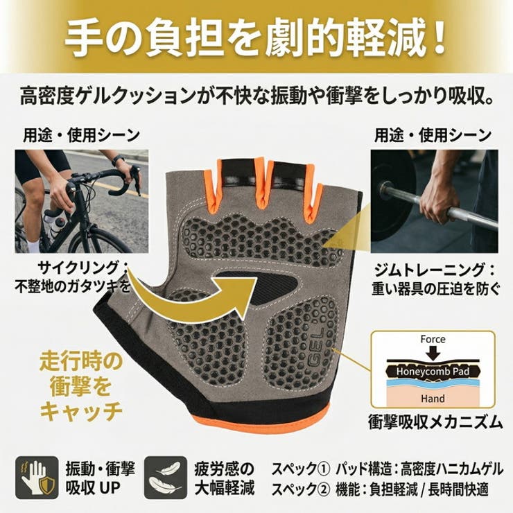 サイクルグローブ 指ぬき 自転車 手袋 | BACKYARD FAMILY | 詳細画像5 