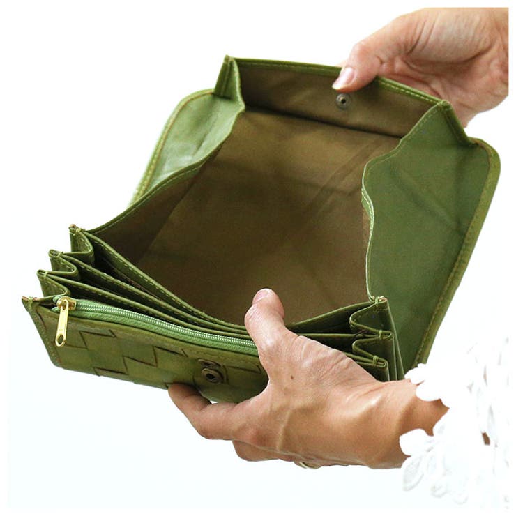 fes 48082cw グリーン系　長財布 fes フェス 48082cw グリーン編み込みギャルソン型被せ長財布