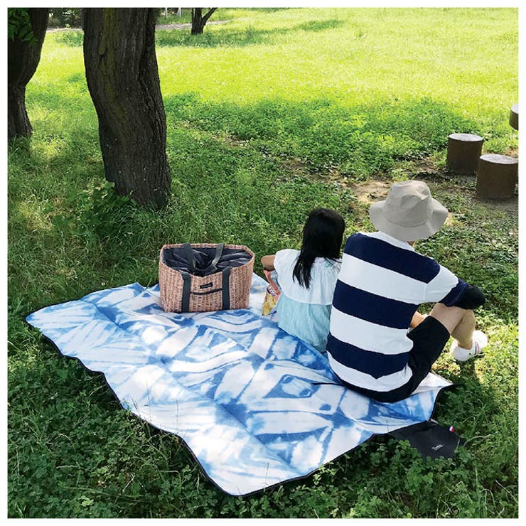 【色: bluered big チェック】レジャーシート 折り畳みピクニックマッ