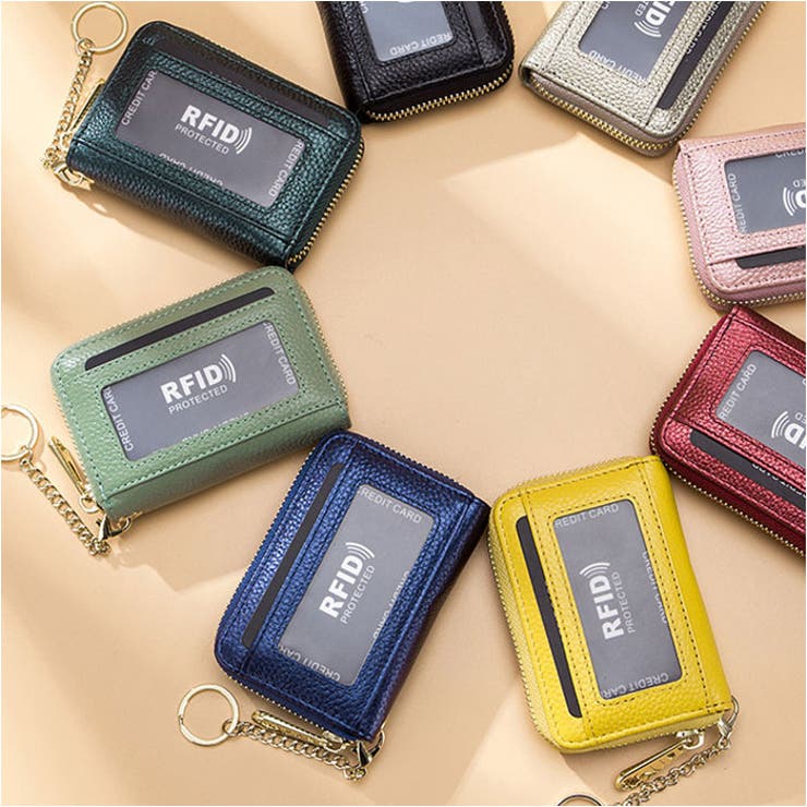 超爆安 RFID ycase5001[品番 キーホルダ付き カードケース 本革 女性用