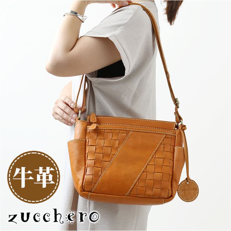 zucchero ズッケロ 編み込み切り替えデザインショルダーバッグ[品番 