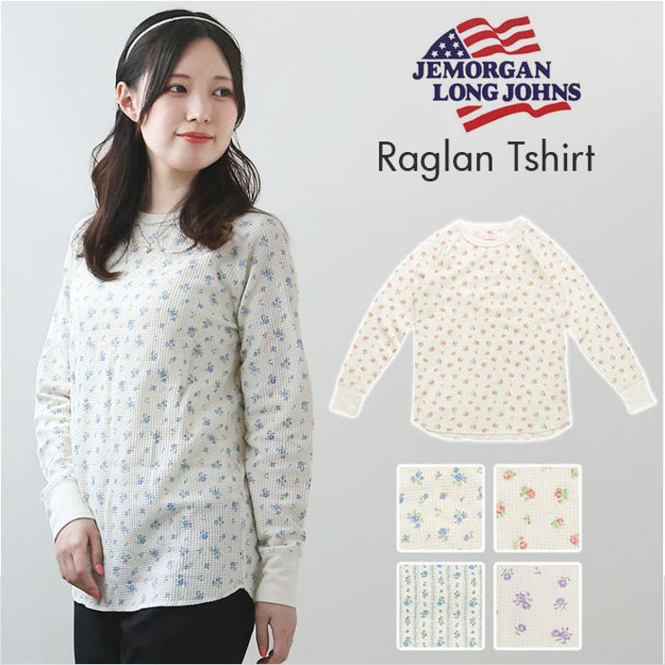 JEMORGAN レディース ワッフル花柄ラグランロンＴ(パック入り) | BACKYARD FAMILY | 詳細画像1 