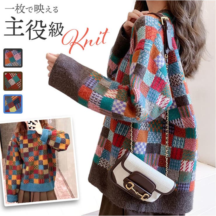 ニット トップス チェック柄 | BACKYARD FAMILY | 詳細画像1 