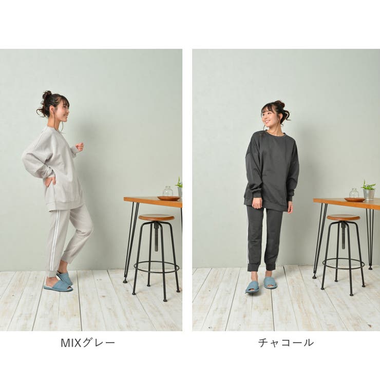 ダンボールニット ラインパンツ上下セット[品番：BCYW0008371