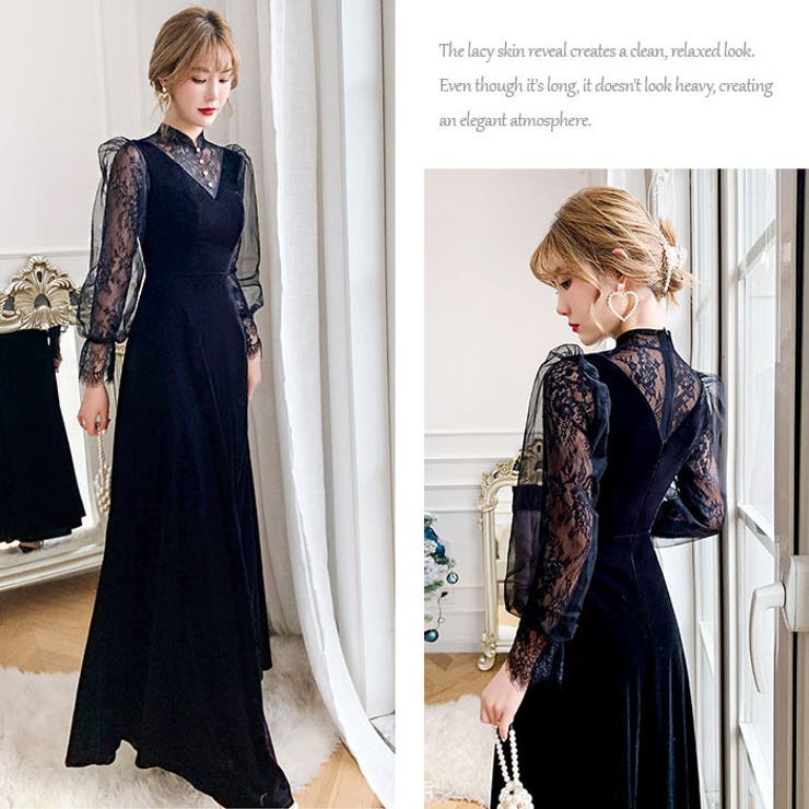 パーティロングドレス ベロア生地 お呼ばれ | BACKYARD FAMILY | 詳細画像2 