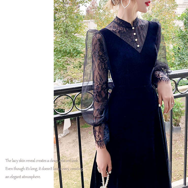 パーティロングドレス ベロア生地 お呼ばれ | BACKYARD FAMILY | 詳細画像3 