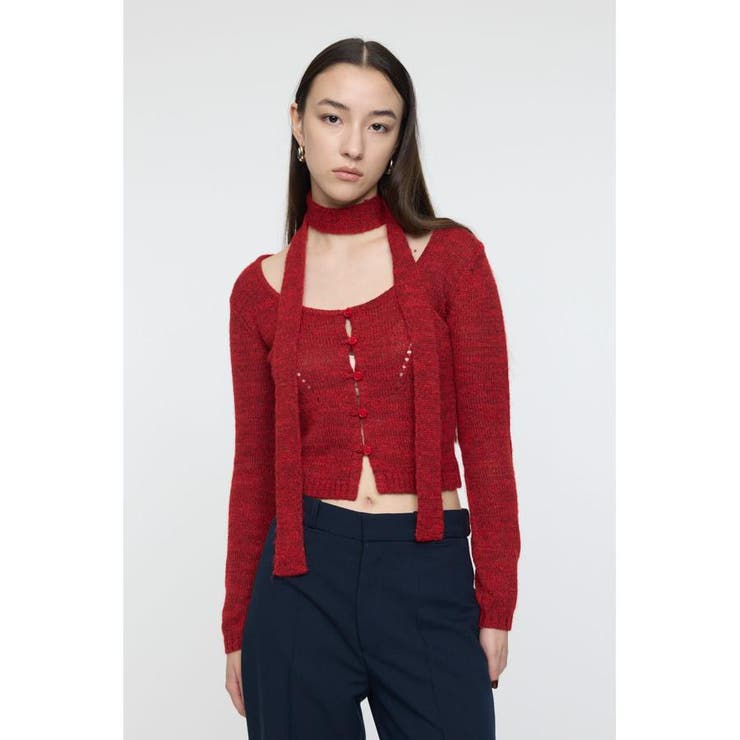 RED | MIX YARN KNIT トップス | MOUSSY OUTLET