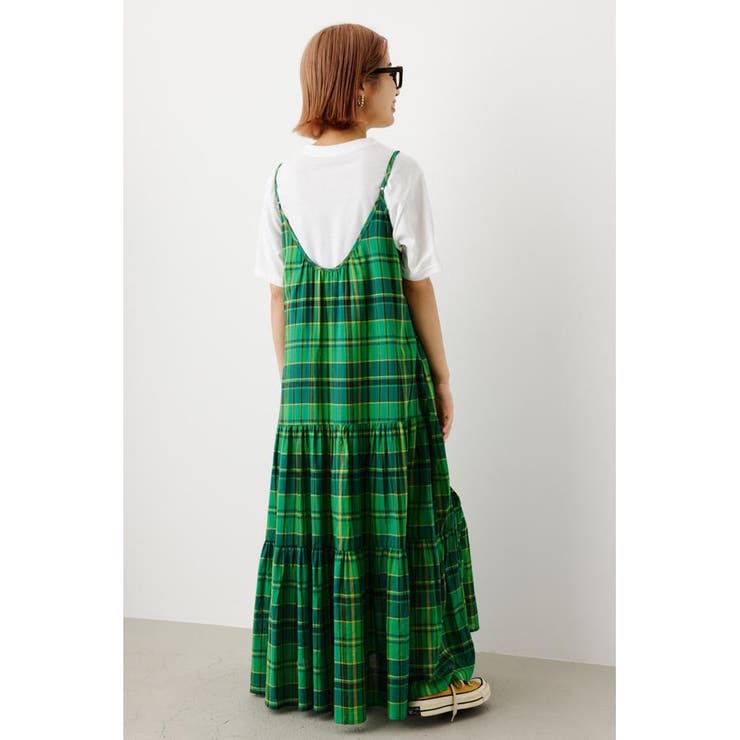 シャツセットチェックキャミop チェックキャミワンピース&TシャツSET[品番：BJLW0026111