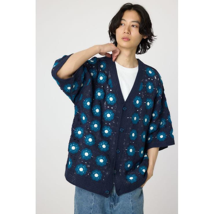 クロシェフラワー半袖ニットカーディガン | RODEO CROWNS WIDE BOWL | 詳細画像21 