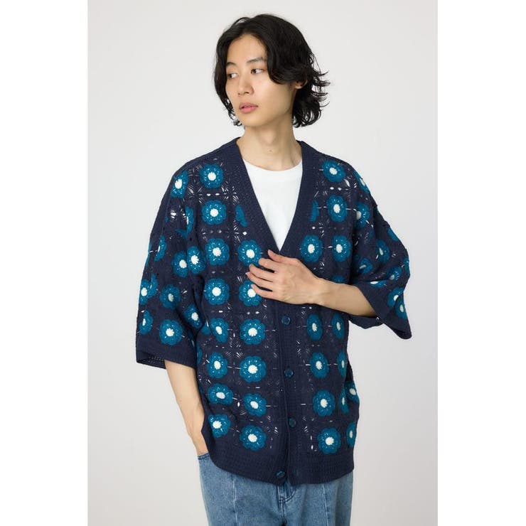 クロシェフラワー半袖ニットカーディガン | RODEO CROWNS WIDE BOWL | 詳細画像22 