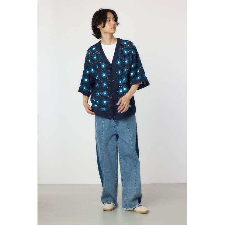 クロシェフラワー半袖ニットカーディガン | RODEO CROWNS WIDE BOWL | 詳細画像25 