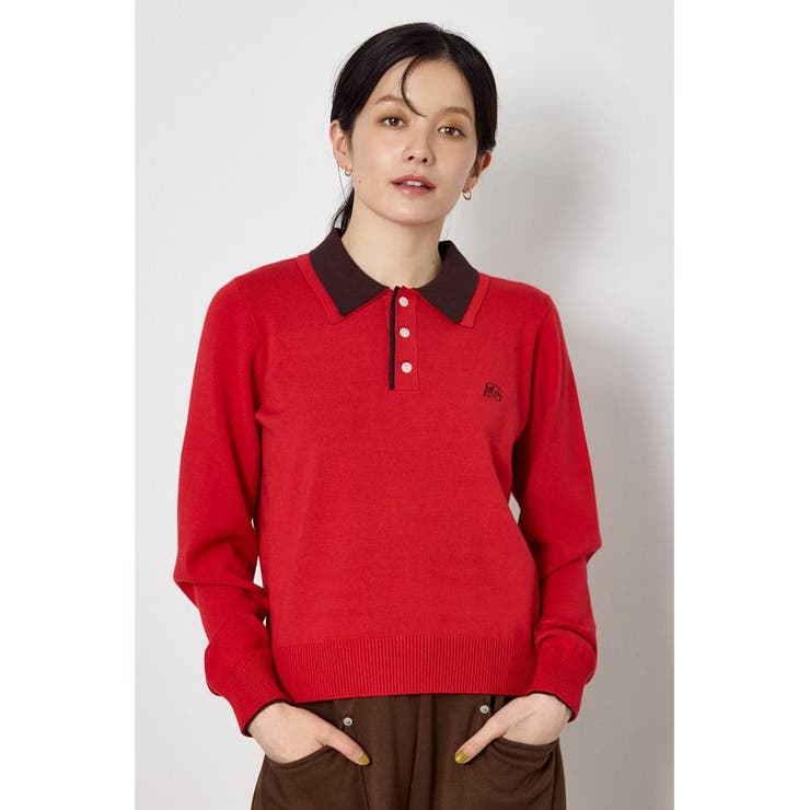 RED | (UNISEX)SHAREニットポロシャツ | RODEO CROWNS WIDE BOWL