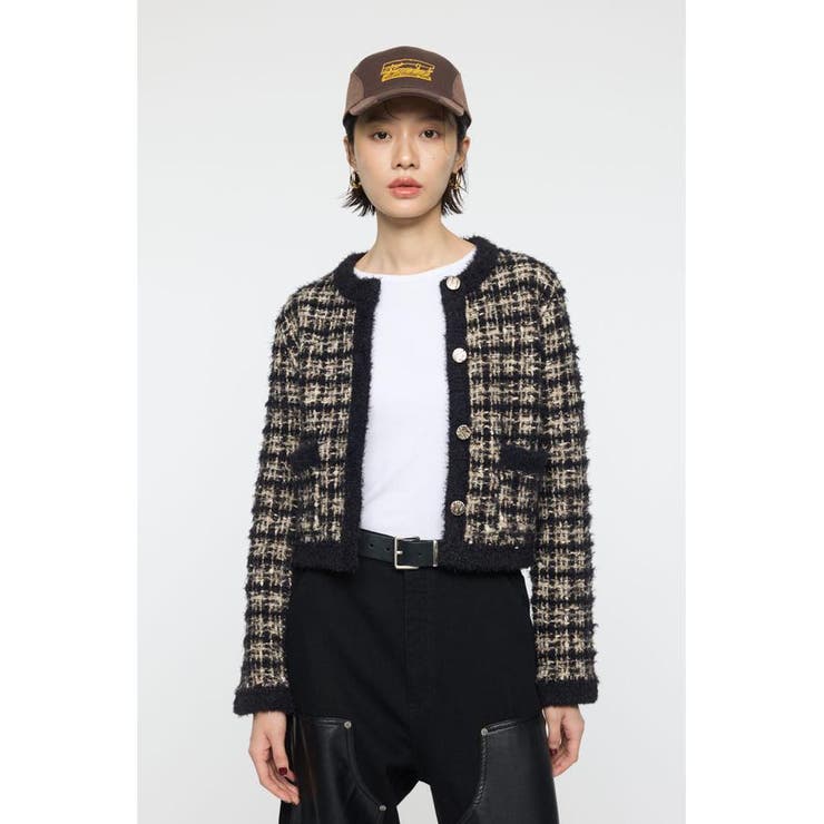 BLK | COMPACT KNIT TWEED ジャケット | MOUSSY OUTLET