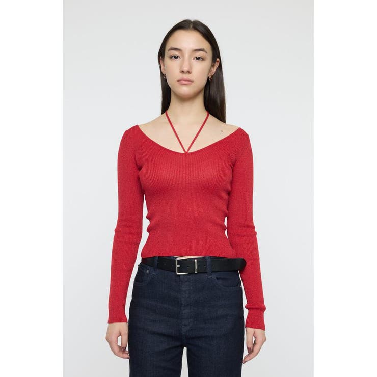 RED | GLITTER TIE KNIT トップス | MOUSSY OUTLET