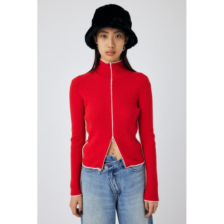 BI COLOR ZIP UP RIB ニット | MOUSSY OUTLET | 詳細画像34 