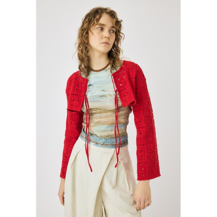 RED | CROCHET カーディガン | MOUSSY OUTLET